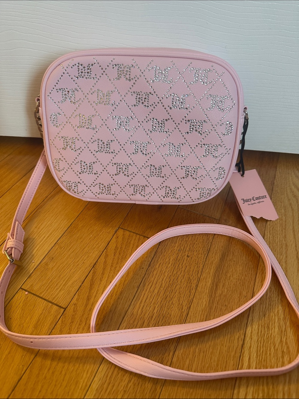 Juicy Couture Light Pink Studded JC Logo Crossbody Bag